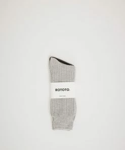 Cotton Waffle Crew Socks Medium Gray