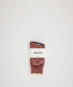 Double Face Crew Socks Dark Red/Brown