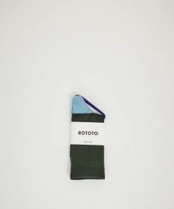 Hybrid Crew Socks Dark Green/Light Blue
