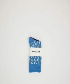 Rain Drop Crew Socks Blue/Ivory