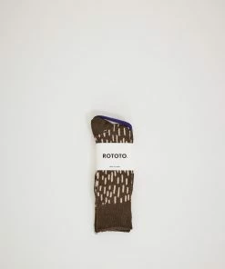 Rain Drop Crew Socks Dark Brown/Ivory